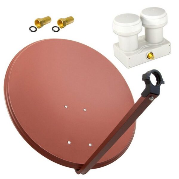 PremiumX SAT Anlage 80cm Antenne Ziegelrot Single Monoblock WE 2x F-Stecker SAT-Antenne