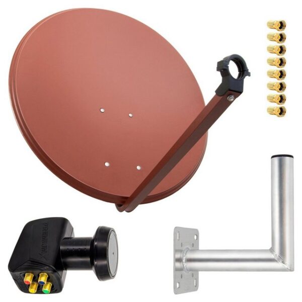 PremiumX SAT Anlage 80cm Satellitenantenne Quad LNB Wandhalter 25cm SAT-Antenne