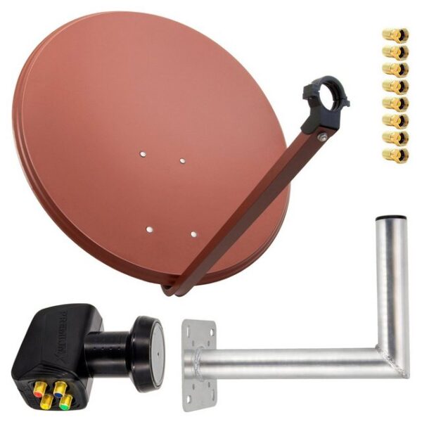 PremiumX SAT Anlage 80cm Satellitenantenne Quad LNB Wandhalter 35cm SAT-Antenne