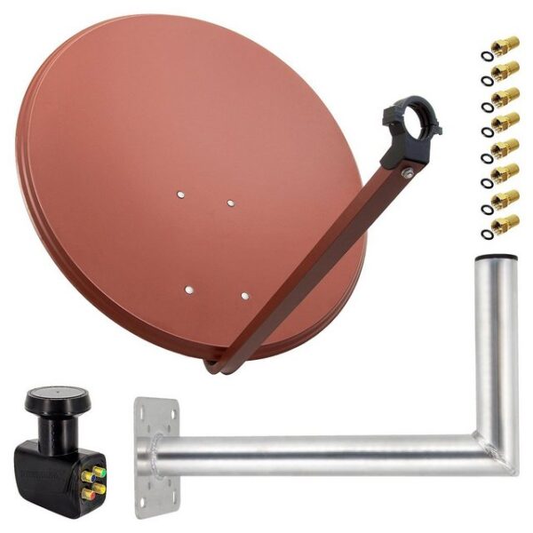 PremiumX SAT Anlage 80cm Satellitenantenne Quad LNB Wandhalter 45cm SAT-Antenne