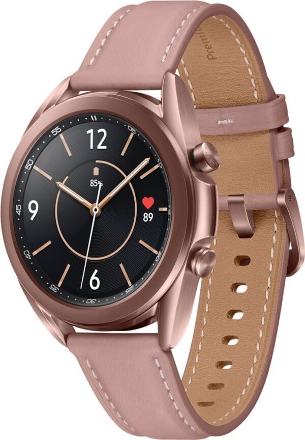 Samsung Galaxy Watch 3 - 41 mm - mystic bronze - intelligente Uhr mit Band - Leder - Anzeige 3,02 cm (1.2) - 8GB - 4,3GB - Wi-Fi, LTE, NFC, Bluetooth - 4G - 48,2 g (SM-R855FZDAEUB)