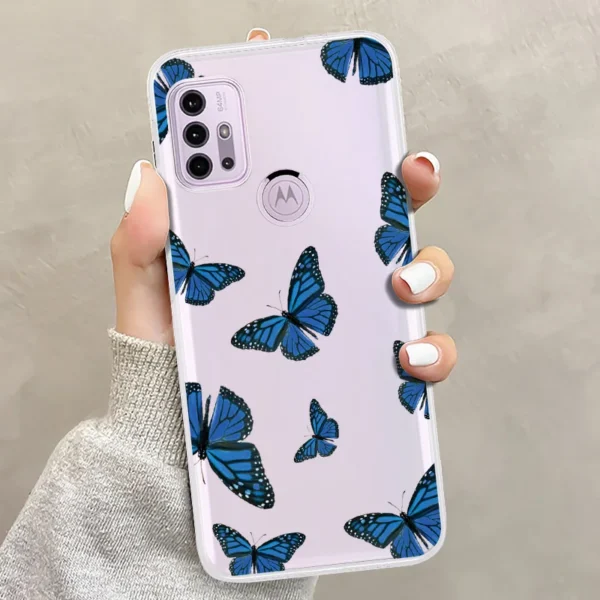 Transparent Schmetterling Muster Fall für Motorola Moto G9 E7 G8 Plus Power Spielen EU G30 G60S G 5G