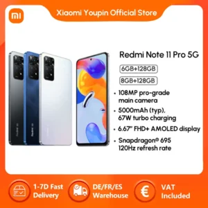 Xiaomi Redmi Hinweis 11 Pro 5G Smartphone 6.67 "FHD AMOLED 108MP Kamera Handy Snapdragon 695