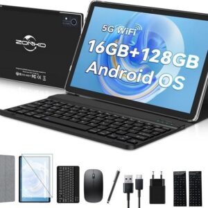 ZONKO D115 Tablet (10", 128 GB, Android 12, 5G+2,4G, Tablet mit Tastatur,(1TB TF),7000mAh,Octa-core 2.0GHz,1080P13MP Kamera)