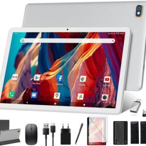 ZONKO Tablet (10", 128 GB, Android, 2,4G+5G, Tablet 1TB Erweiterbar,7000mAh Akku mit Tastatur Maus Hülle8-Core T610)