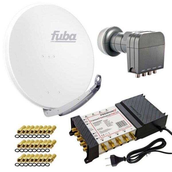 fuba Fuba DAA 850 W Sat Anlage Alu Quattro LNB 5/8 Multiswitch F-Stecker SAT-Antenne