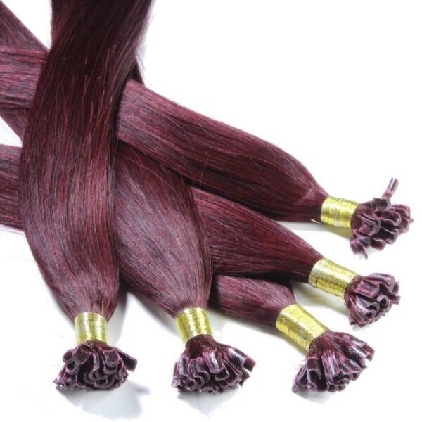 hair2heart Echthaar-Extension Bonding Extensions - glatt #55/66 Hellbraun Violett 0.5g 30cm