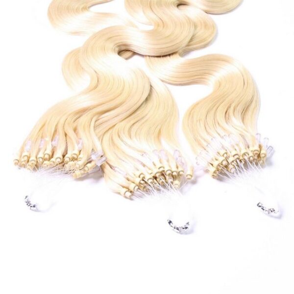 hair2heart Echthaar-Extension Microring Loops - gewellt #10/0 Hell-Lichtblond 0.5g 40cm