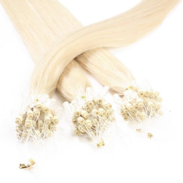 hair2heart Echthaar-Extension Microring Loops - glatt #10/0 Hell-Lichtblond 0.5g 60cm