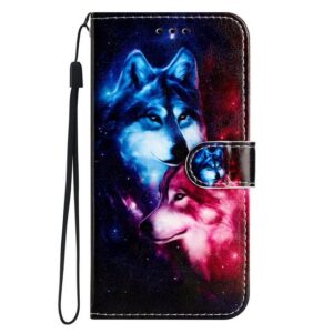 CLM-Tech Handytasche für Xiaomi Redmi Note 12 Pro 5G Hülle Tasche aus Kunstleder Klapphülle (Wolf Pärchen, Handyhülle Wallet Flip Case Cover Etui), Schutzhülle mit Standfunktion, Kartenfächer, und Magnetverschluss