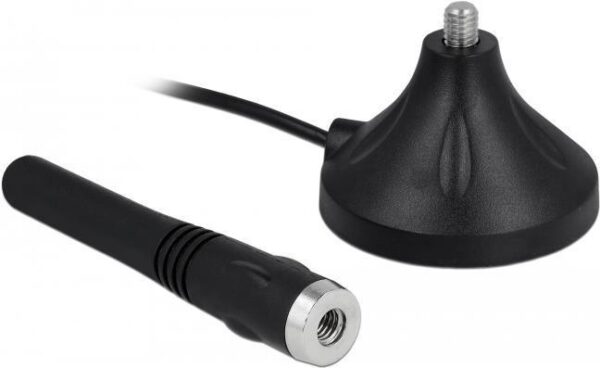 Delock LTE Antenne SMA Stecker 2 - 3 dBi 11 cm starr omnidirektional mit magnetischem Standfuß und Anschlusskabel RG-174 A/U 3 m outdoor schwarz (12585)