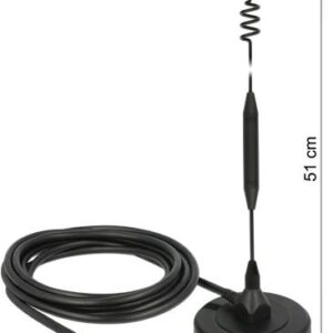 Delock LTE Antenne SMA Stecker 6 dBi starr omnidirektional mit magnetischem Standfuß und Anschlusskabel RG-58 3 m outdoor schwarz (12429)