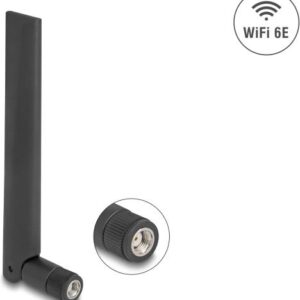 Delock WiFi 6E Antenne RP-SMA Stecker 3 dBi omnidirektional mit Kippgelenk schwarz (89078)