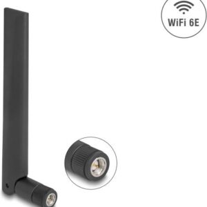 Delock WiFi 6E Antenne SMA Stecker 3 dBi omnidirektional mit Kippgelenk schwarz (88399)