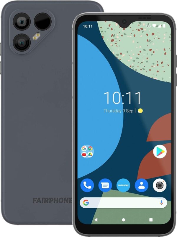 Fairphone 4 5G - 5G Smartphone - Dual-SIM - RAM 6 GB / 128 GB - microSD slot - LCD-Anzeige - 6.3 - 2340 x 1080 Pixel - 2 x Rückkamera 48 MP, 48 MP 25 MP - Telekom - Grau