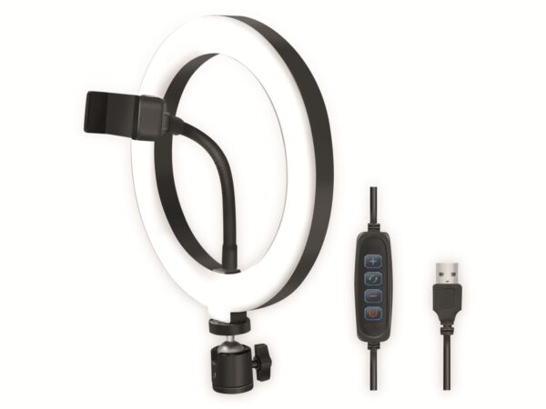 LOGILINK Smartphone-LED-Ringlicht AA0151, Ø 20 cm, Lichtregler