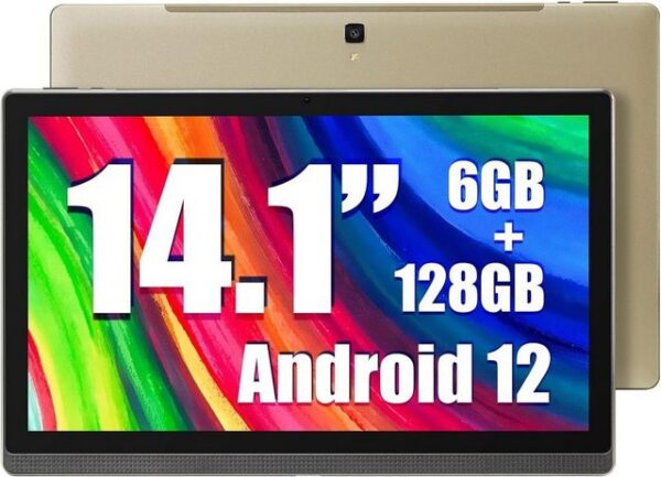 MESWAO Tablet (14,1", 128 GB, Android 12, 2,4G+5G, Tablet 1920*1080 IPS HD Display,10000mAh Akku Ideal für Produktivität)