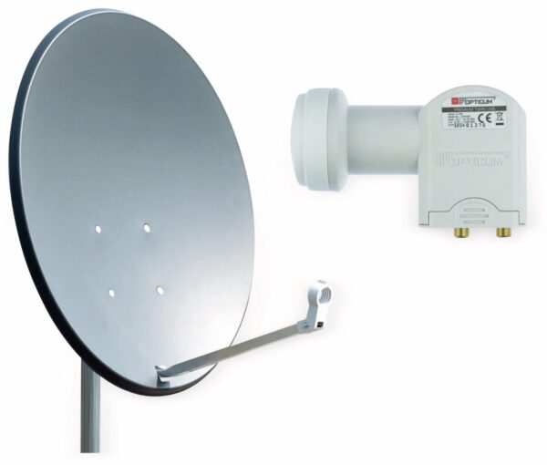 RED OPTICUM Set SAT-Antenne QA60 anthrazit, mit Twin-LNB