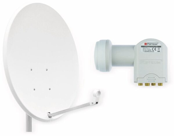 RED OPTICUM Set SAT-Antenne X80 lichtgrau, mit Quad-LNB