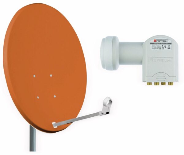 RED OPTICUM Set SAT-Antenne X80 ziegelrot, mit Quad-LNB