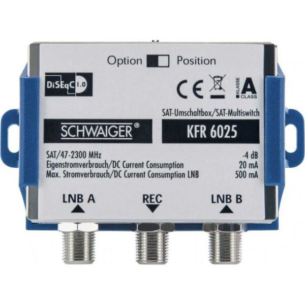 Schwaiger SAT Multischalter 2 auf 1 SAT-Antenne (DiSEqC Schalter, Satellitenposition, SAT-Umschaltbox, SAT-Multiswitch)