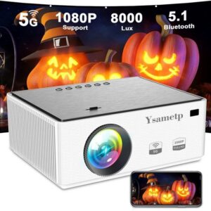 Ysametp Beamer (10000:1, 1920 x 1080 px, Mini Projektor 5G+WiFi Full HD 1080P Video Projector 8000L tragbarer)