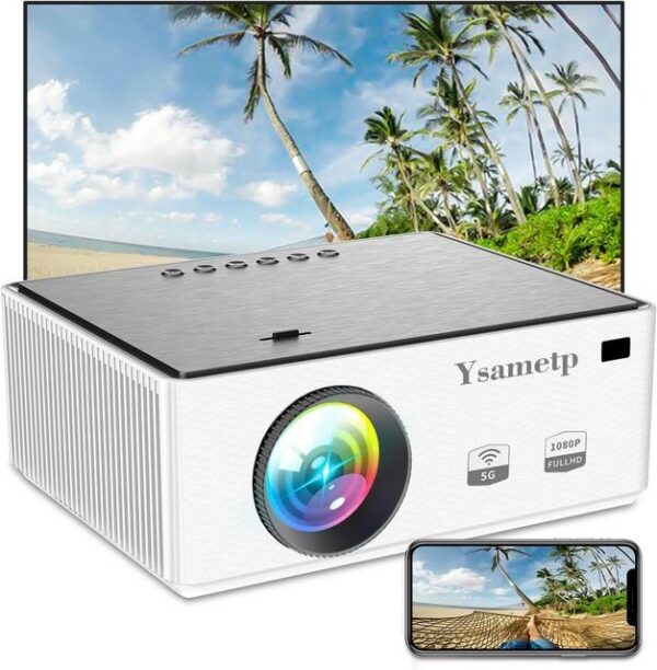 Ysametp Beamer (10000:1, 1920 x 1080 px, Mini Projektor 5G+WiFi Full HD 1080P Video Projector 8000L tragbarer)