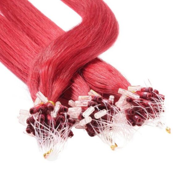 hair2heart Echthaar-Extension Microring Loops - glatt #0/44 Rot-Intensiv 0.5g 50cm