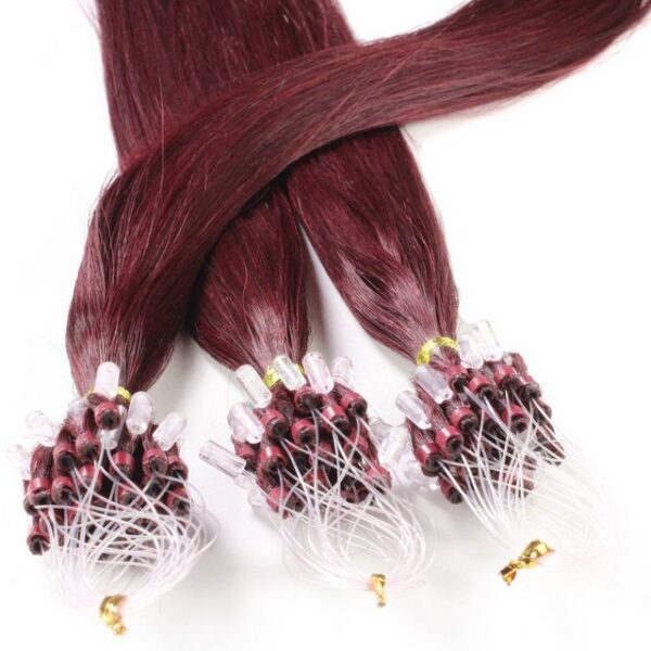 hair2heart Echthaar-Extension Microring Loops - glatt #55/66 Hellbraun Violett 0.5g 40cm