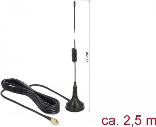 DeLOCK - Antenne - 22cm - 2 dBi - ungerichtet - außen, innen - Schwarz (89613)