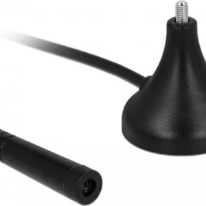 Delock LTE Antenne SMA Stecker 1 - 2 dBi starr omnidirektional mit magnetischem Standfuß und Anschlusskabel RG-174 A/U 3 m outdoor schwarz (12583)