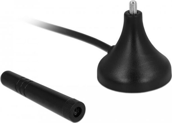 Delock LTE Antenne SMA Stecker 1 - 2 dBi starr omnidirektional mit magnetischem Standfuß und Anschlusskabel RG-174 A/U 3 m outdoor schwarz (12583)