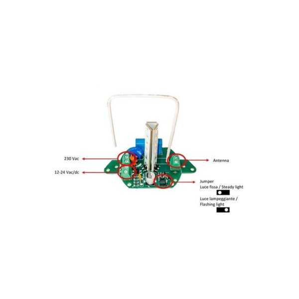 12V/24V/230V Ersatzplatine für LED-Blinklicht mit integrierter antenne