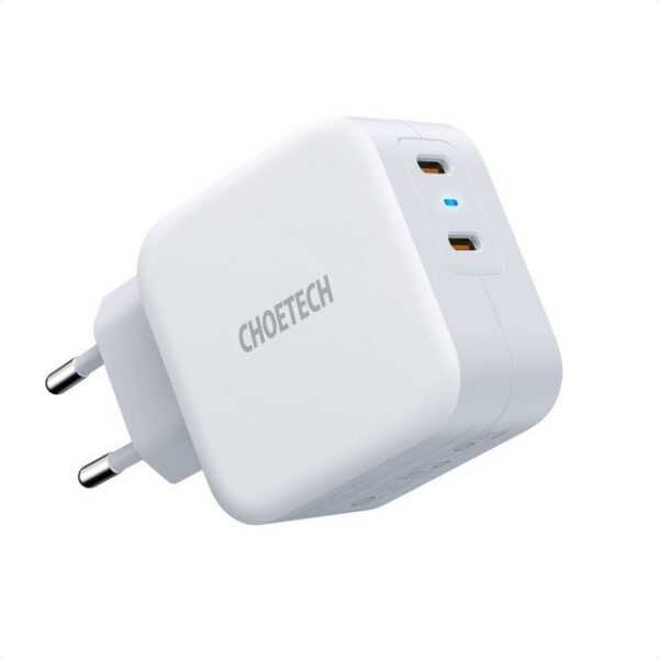 Choetech Schnellladegerät 2x USB Typ C Power Delivery 40W 3A Weiß Smartphone-Ladegerät