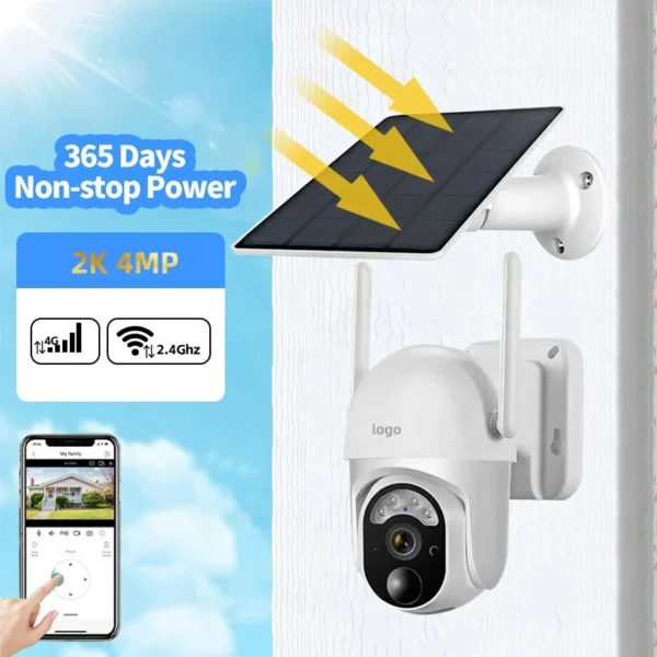 Compact 2MP 2K Outdoor 360 PTZ Ubox Tuya PIR GSM LTE 4G SIM Card CCTV IP Network Security Surveillance Alarm WIFI Solar Camera