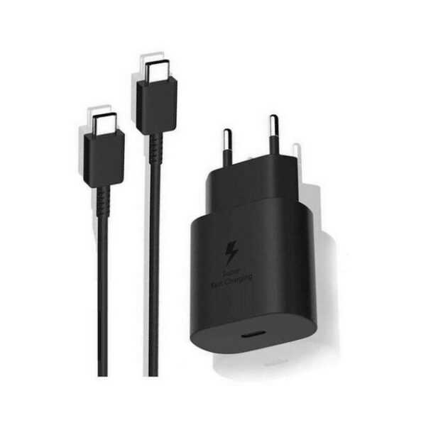 Cyoo 25W Schnellladegerät USB C Ladekabel für Samsung Galaxy S23 S22 S21 Smartphone-Ladegerät (für Samsung Galaxy S23 S22 S21 S20 FE S10 S9 S8 A54 A53 A52 A51 A50 A34 A33 A14 A13 Z Flip 5/Z Fold 5 5G, Set, 2-tlg., USB-C-Ladegerät, kompakt, tragbar, Ersatzladegerät, Schnellladekabel, Travel, Universal, 25 W USB C Schnellladegerät)