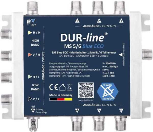 DUR-line DUR-line MS 5/6 Blue eco - Stromspar Multischalter SAT für 6 Teilnehme SAT-Antenne