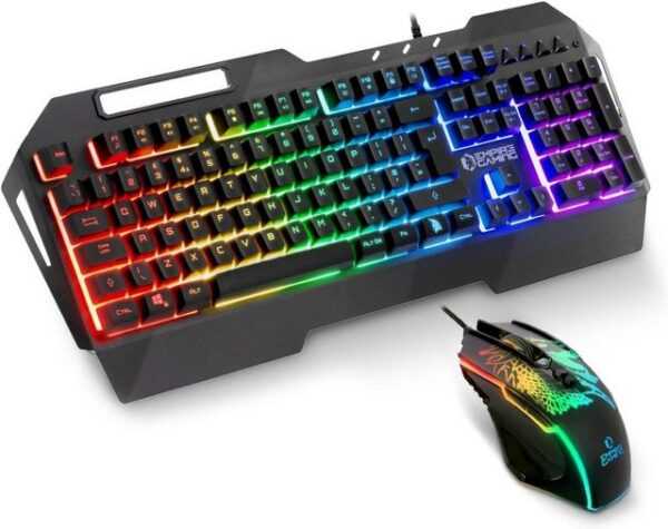 EMPIRE GAMING Drak Fury Gamer Keyboard and Mouse Pack - Smartphone Holder Tastatur- und Maus-Set, 19 Anti-Ghosting Keys 3200 DPI Buttons- 11 LED RGB Back Lighting Modes