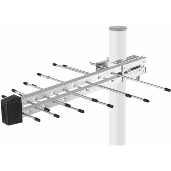 Emos - DVB-T2 Außenantenne mit Verstärker, aktiv für Fernempfang 0-100 km, lte und 5G-Filter, Anschluss an dvb-t, DVBT-2 Receiver und Fernseher, J0806