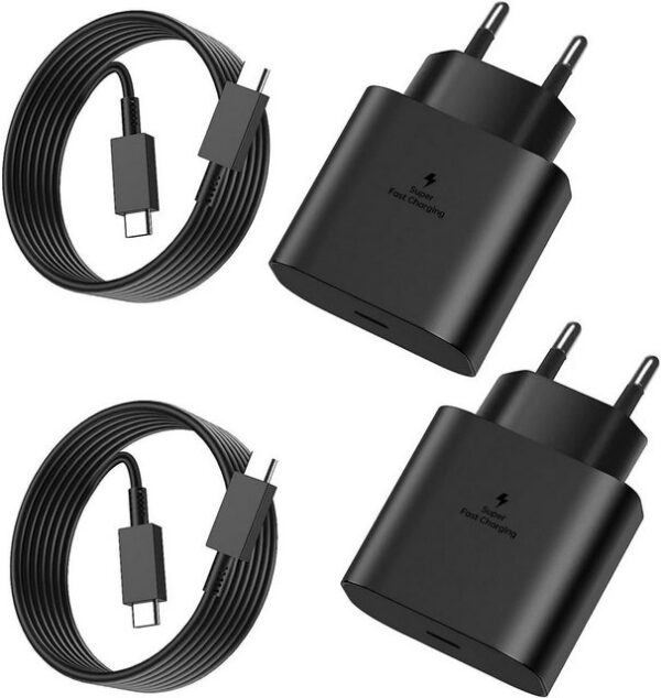 Gontence 2er-Pack 25-W-USB-C-Schnellladegerät Smartphone-Ladegerät (2-tlg., mit 2-m-Ladekabel für Samsung Smartphone-Ladegerät, 25 W Schnellladung)