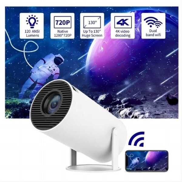 Gontence Smart Projektor Android 11.0 MINI Tragbares 5G WIFI Heimkino 720P Portabler Projektor (120 lm, 1500:1, 1920 x 1080 px, Full HD Büro Heimkino Video Mini Projektor)