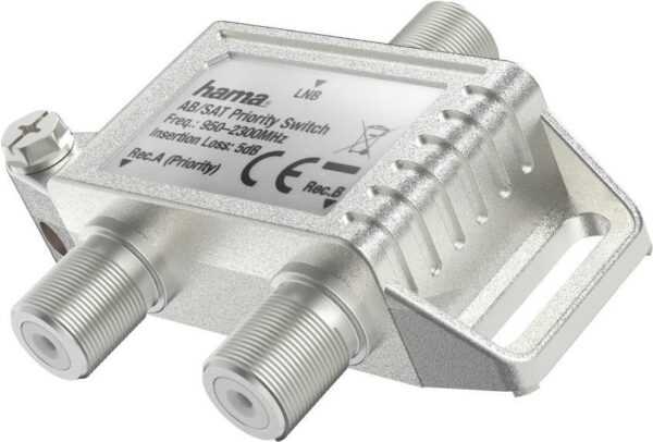 Hama - Antennen-Splitter - F-Stecker weiblich bis F-Stecker weiblich - abgeschirmt - 75 dB - Silber (00205232)