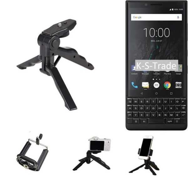 K-S-Trade für Blackberry KEY2 (Dual-SIM) Smartphone-Halterung, (Stativ Tisch-Ständer Dreibein Handy-Stativ Ständer Mini-Stativ)