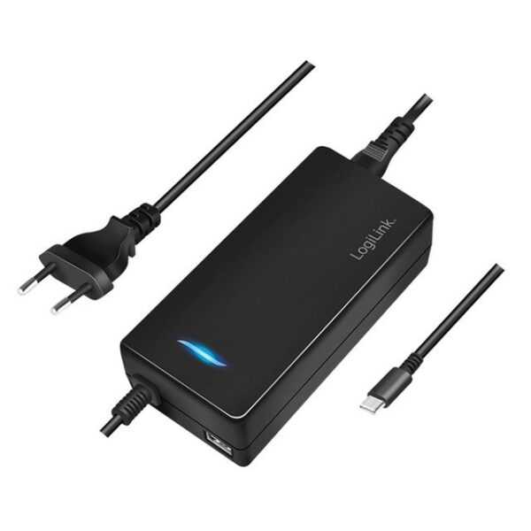 LogiLink PA0272 USB-C-Tischladeadapter für 2 Geräte USB-Ladegerät (1-tlg., USB-C PD & USB-A, Laptop Tablet Smartphone Laden, 112 W, LED)