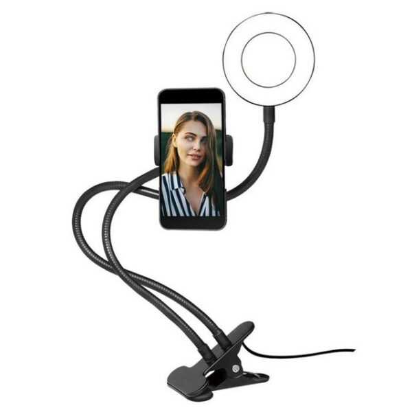 LogiLink Ringlicht 8.5cm Smartphone Ringlicht-Klemmhalterung Perfekt für Selfies, Ringlicht mit Led und Klemme