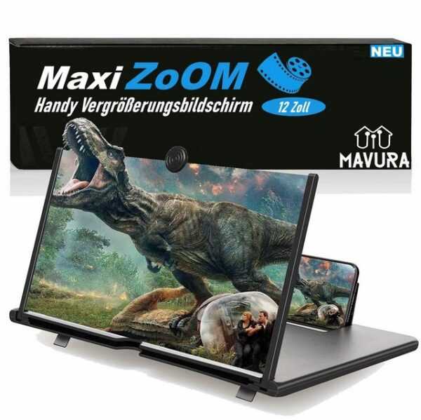 MAVURA MaxiZoOM Handy 3D Bildschirm Lupe Smartphone Smartphone-Halterung, (Vergrößerungslupe Projektor Bildschirmvergrößerung)