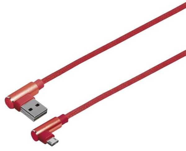 Maxtrack Smartphone-Kabel, USB, USB-A Winkelstecker auf Micro USB-B Winkelstecker (100 cm), Verbindungskabel für Smartphones mit Micro USB B Anschluss