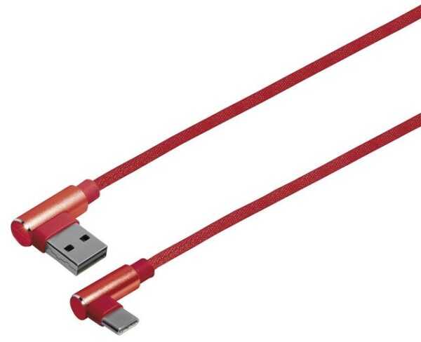 Maxtrack Smartphone-Kabel, USB, USB-A Winkelstecker auf Micro USB-C Winkelstecker (100 cm), Verbindungskabel für Smartphones mit USB Typ C Anschluss