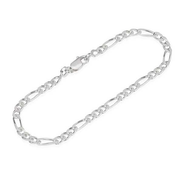 NKlaus Silberarmband 18cm 925 Echt Sterling Silber Figaro Kette Armkette Armband 3,1mm 3,5g