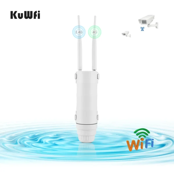 OEM ODM KuWFi 64users Penghala wifi 4g luar 300Mbps IP67 waterproof lte outdoor 4g sim card router with sim card slot